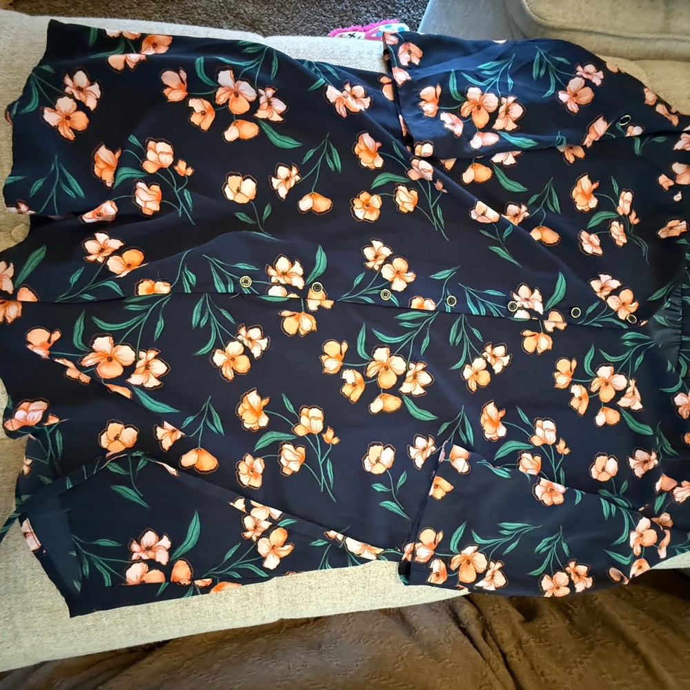41 Hawthorn Navy and Punk Coral Floral Dress